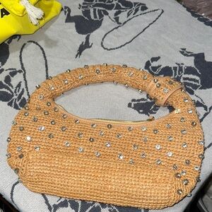 Elegant Tan Beaded Women's Shoulder Bag